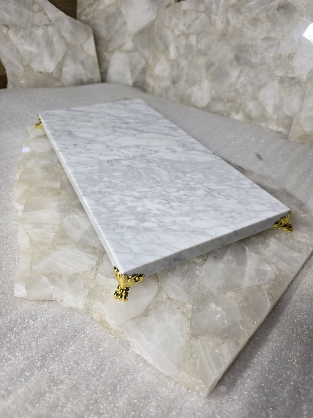 Сервировочная доска из мрамора Bianco Carrara (СД-06)