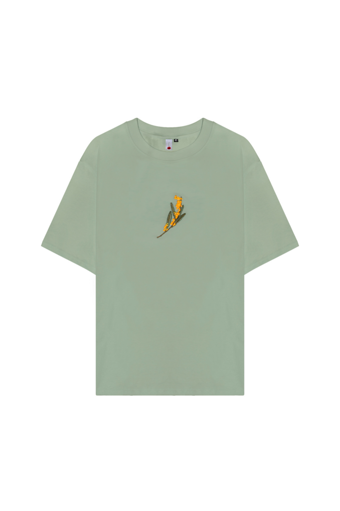 Футболка Гербарий Мимоза зеленый гранит