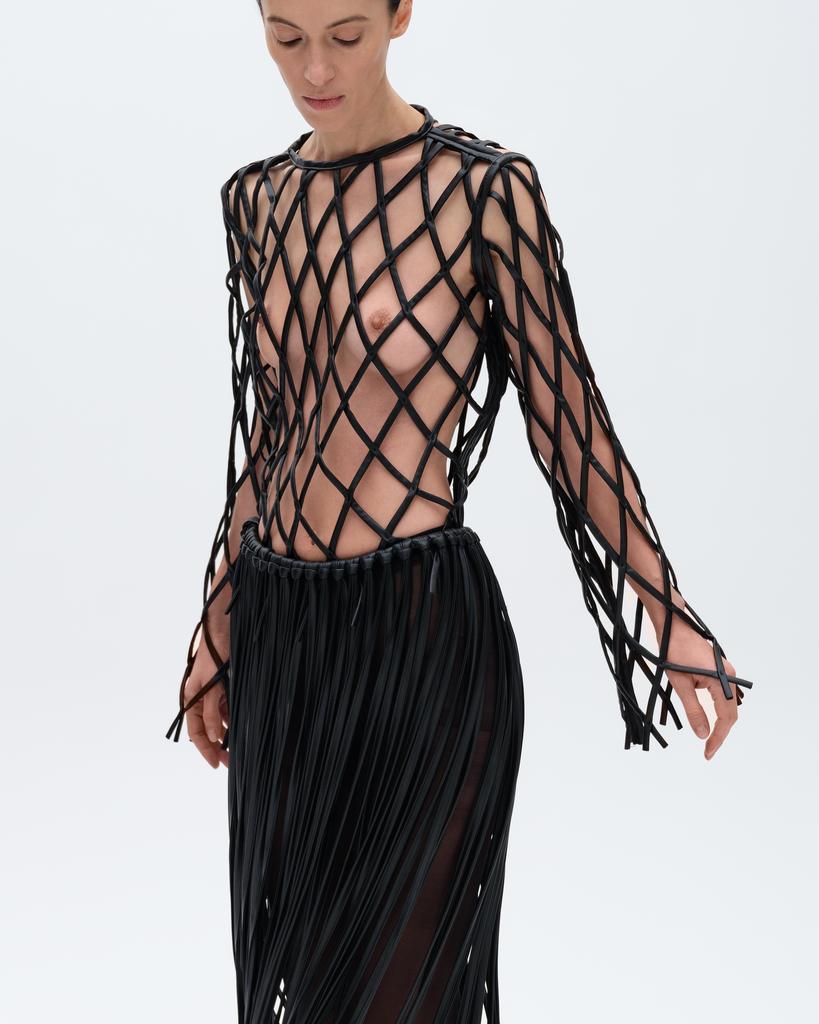 Лонгслив STRUCTURE vegan leather black