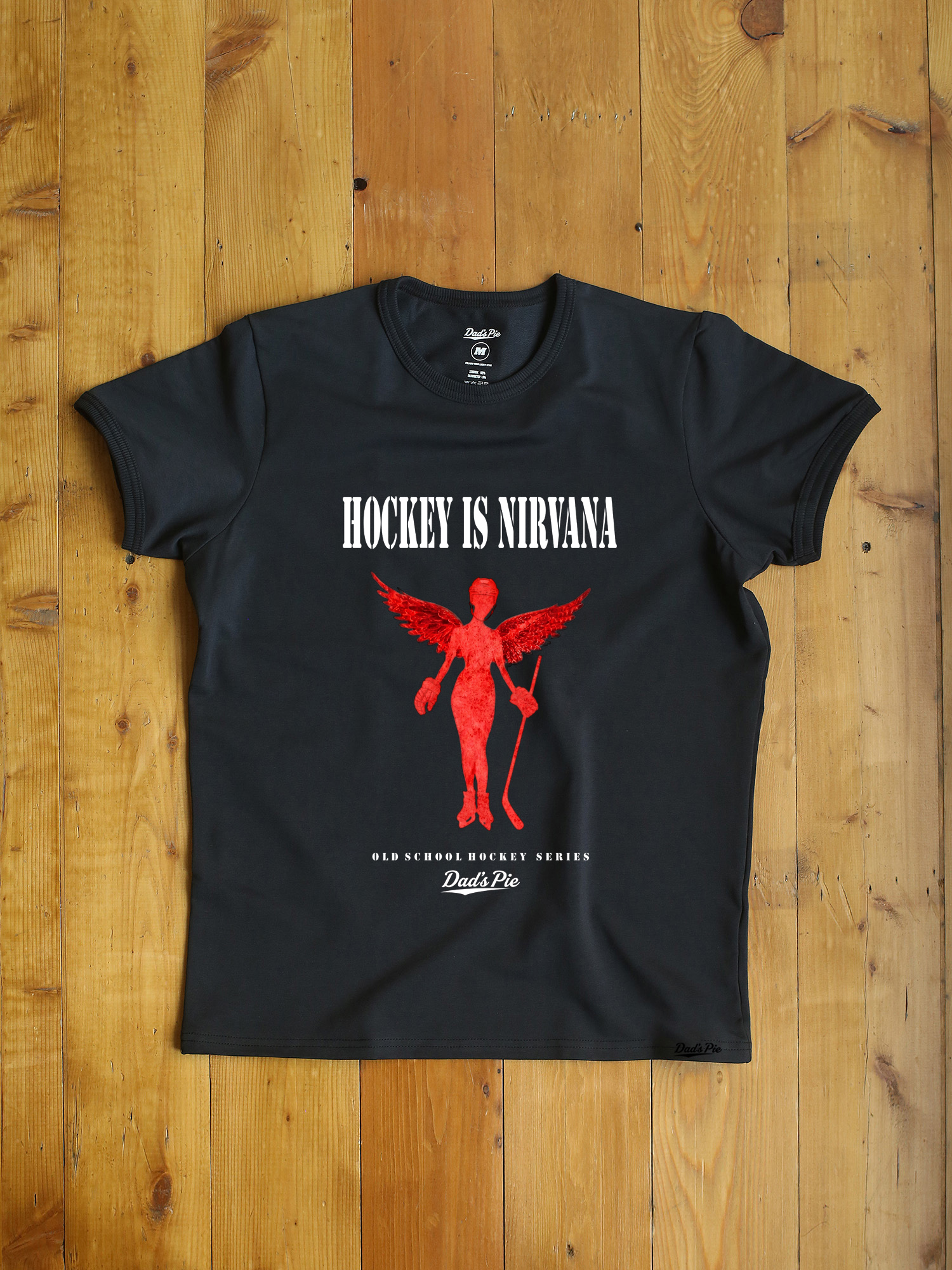 Футболка мужская графитовая с графитовым кантом и принтом Hockey is Nirvana