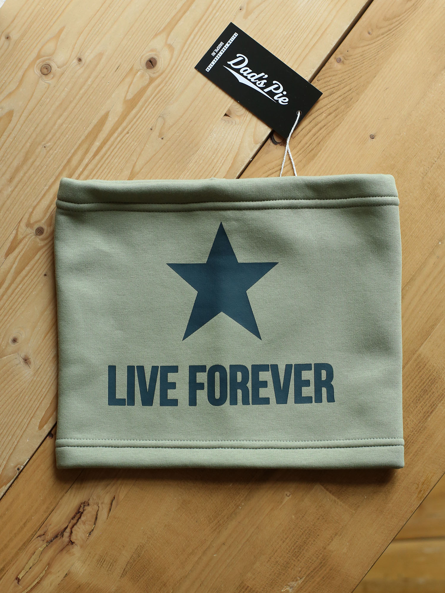 Снуд оливковый с принтом LIVE FOREVER
