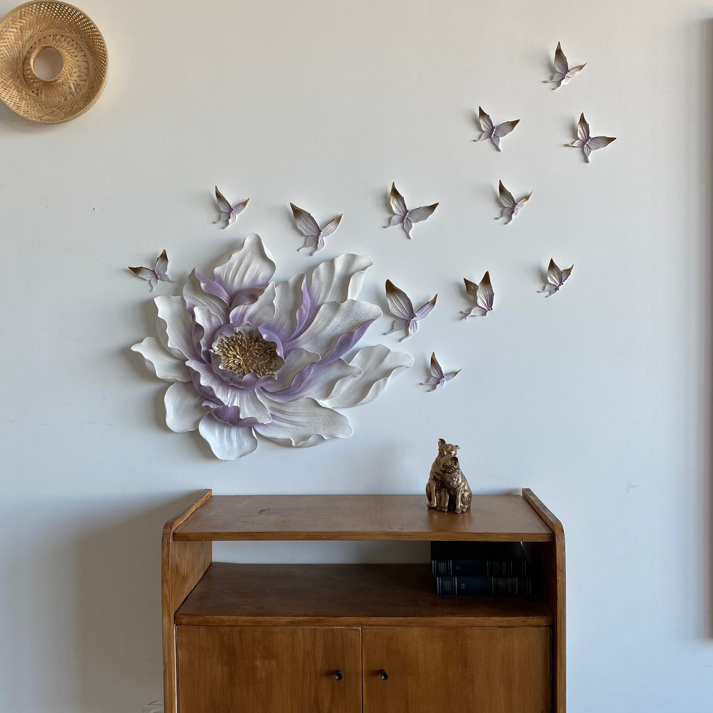 Настенный декор "3D Butterflys and Flower" (аквамарин)