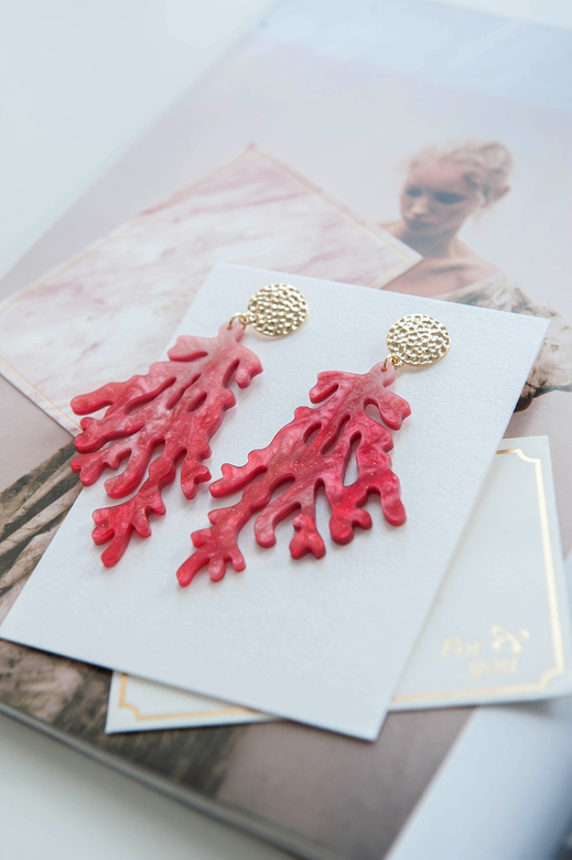 Серьги Кораллы красные