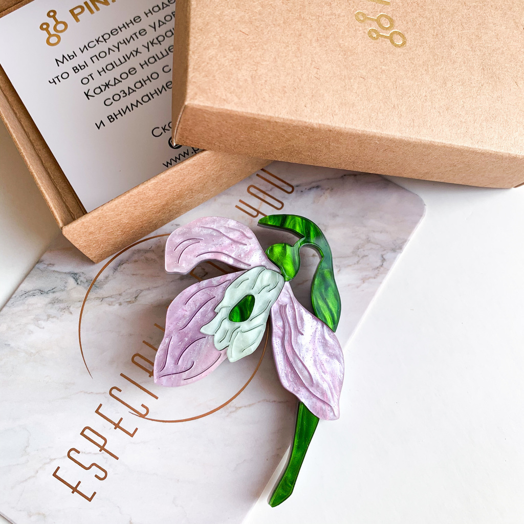 Брошь Подснежник фиолетовый