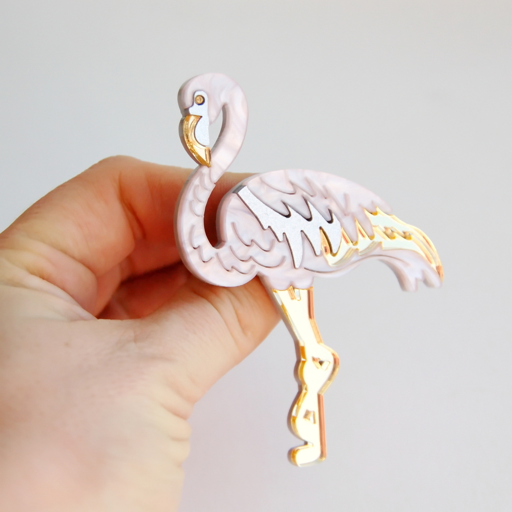 Брошь Фламинго розовый