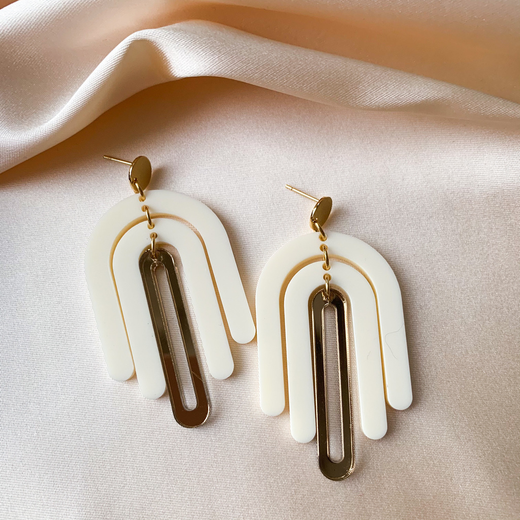 Серьги "Радуга" сливочные