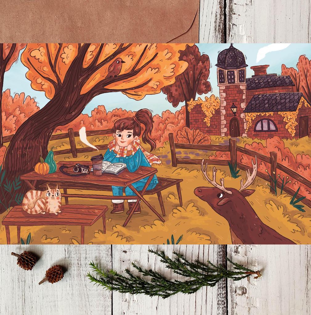 Открытка "Утро в парке"