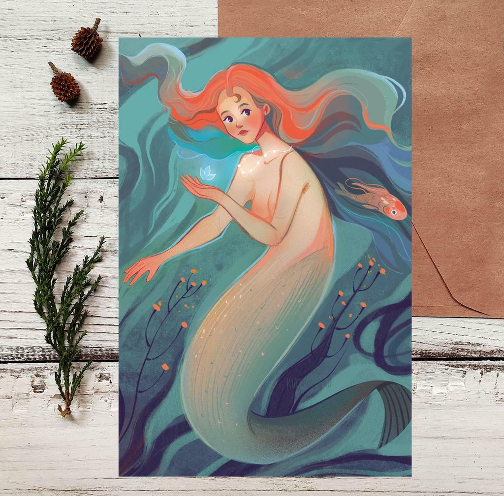 Уценка! Почтовая открытка "Русалочка"