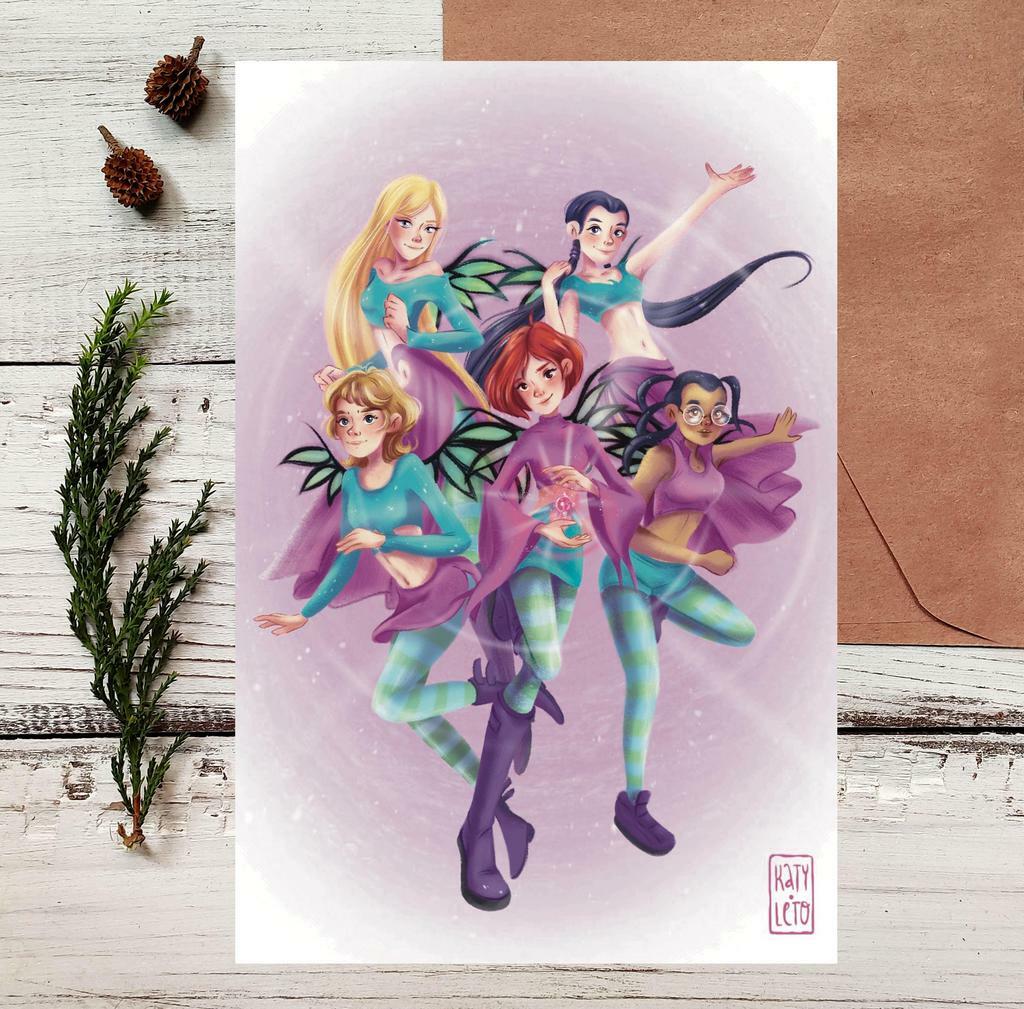 Почтовая открытка "Чародейки в костюмах."