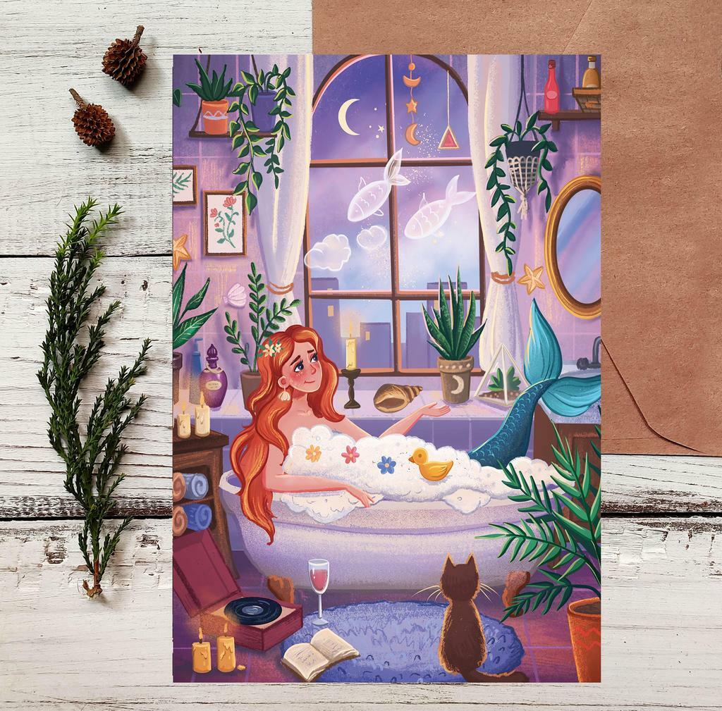 Почтовая открытка "Домашний вечер"