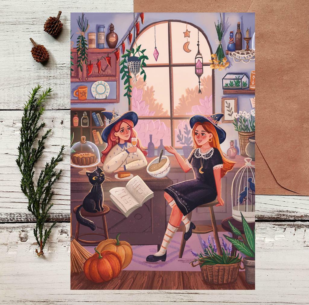 Почтовая открытка "Юные ведьмочки"