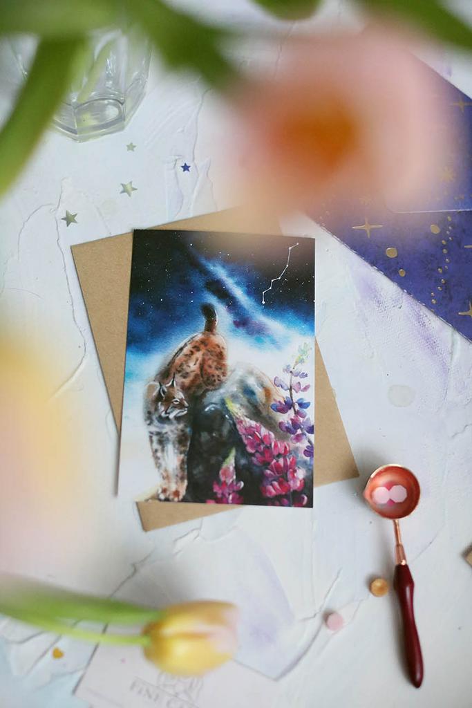 Почтовая открытка "Звездная рысь"