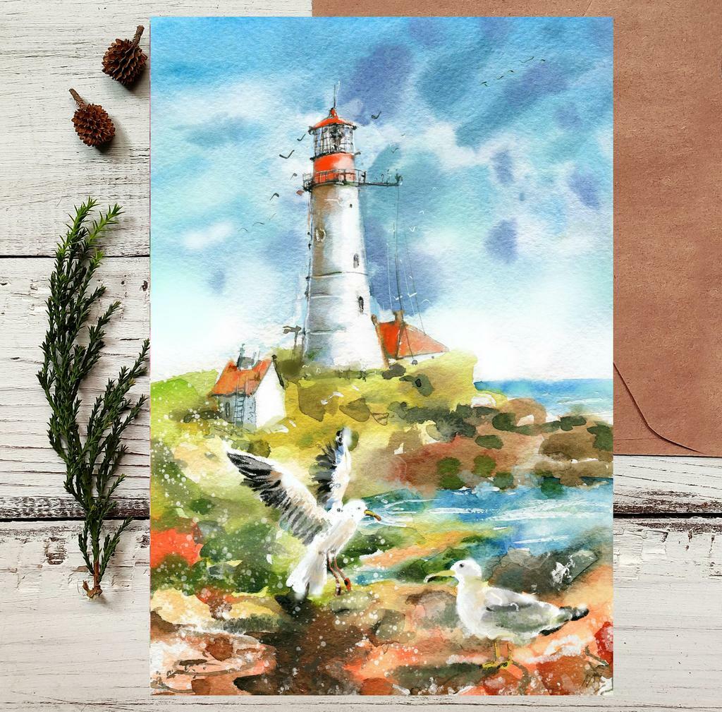 Почтовая открытка "Морские чайки"