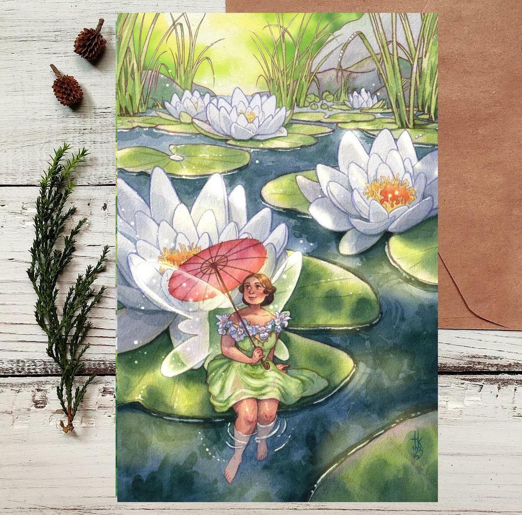 Почтовая открытка "Фея на кувшинках"