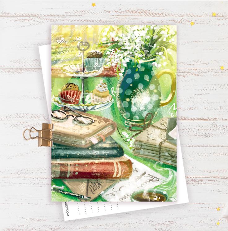 Открытка "Стопка книг"