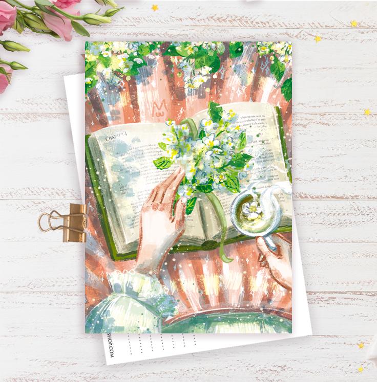 Открытка "За книгой"