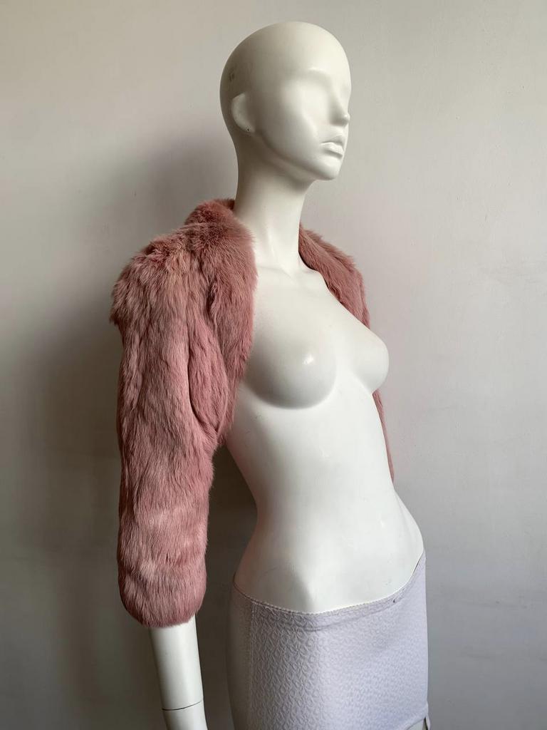 Розовое болеро Valentino из натурального меха кролика