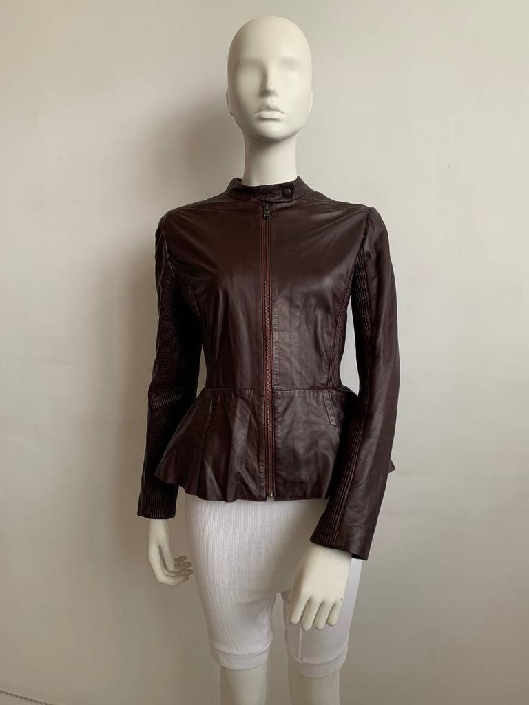 Приталенная куртка Max Mara из натуральной кожи