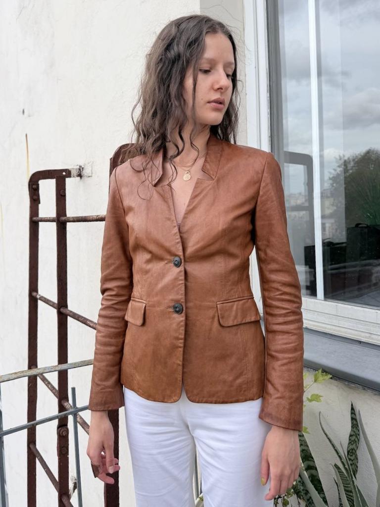 Приталенный жакет Karen Millen из натуральной кожи