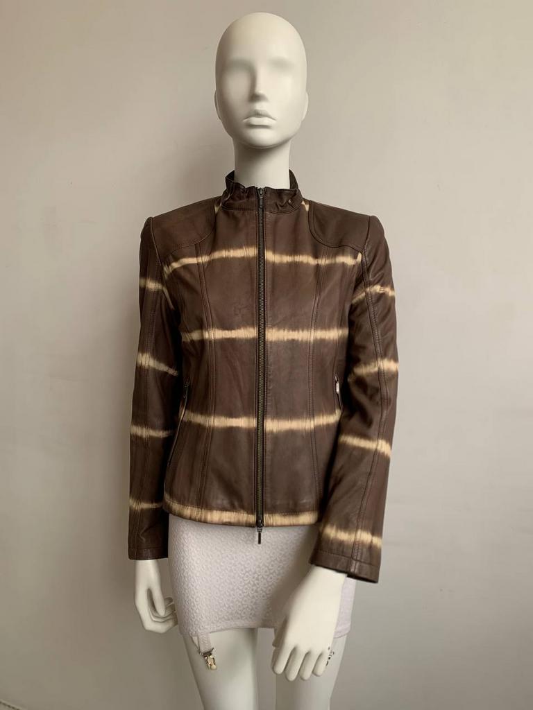 Куртка из натуральной кожи с эффектом tie-dye