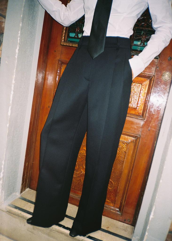 Брюки широкие темно-синие