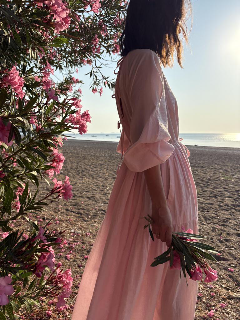 Розовое платье из жатого хлопка "Зефир"