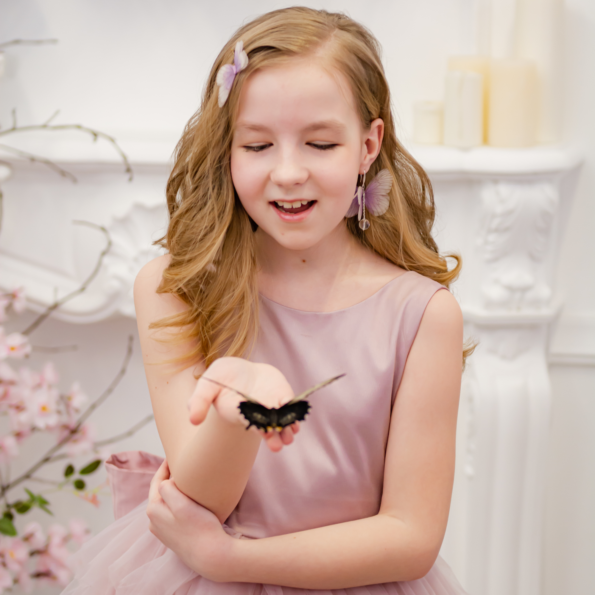 серьги серебро с бабочками