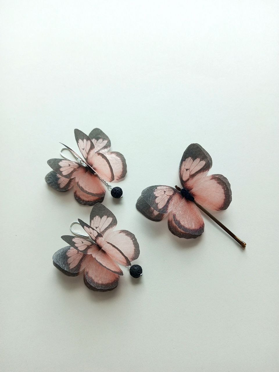 Набор серьги и невидимка Розовый десерт