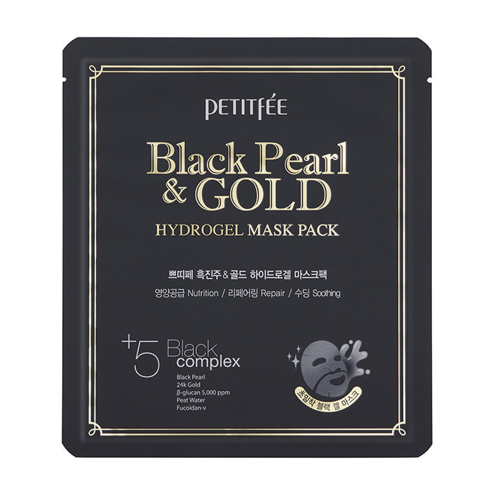 Гидрогелевая маска для лица с черным жемчугом Petitfee Black Pearl & Gold Hydrogel Mask Pack