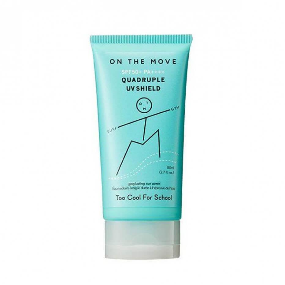 Стойкий солнцезащитный крем Too Cool For School On The Move Quadruple UV Shield SPF50+ PA++++