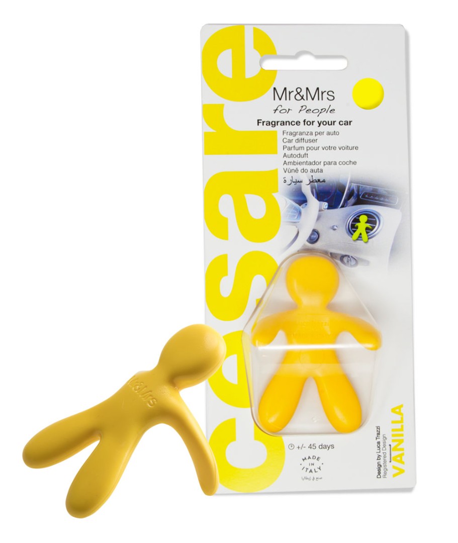 Дизайнерский ароматизатор для автомобиля CESARE VANILLA | ВАНИЛЬ желтый в блистере