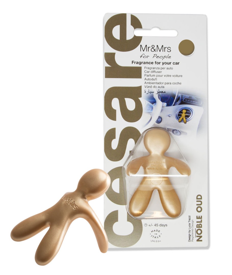 Дизайнерский ароматизатор для автомобиля CESARE NOBLE OUD | БЛАГОРОДНЫЙ УД матовое золото в блистере