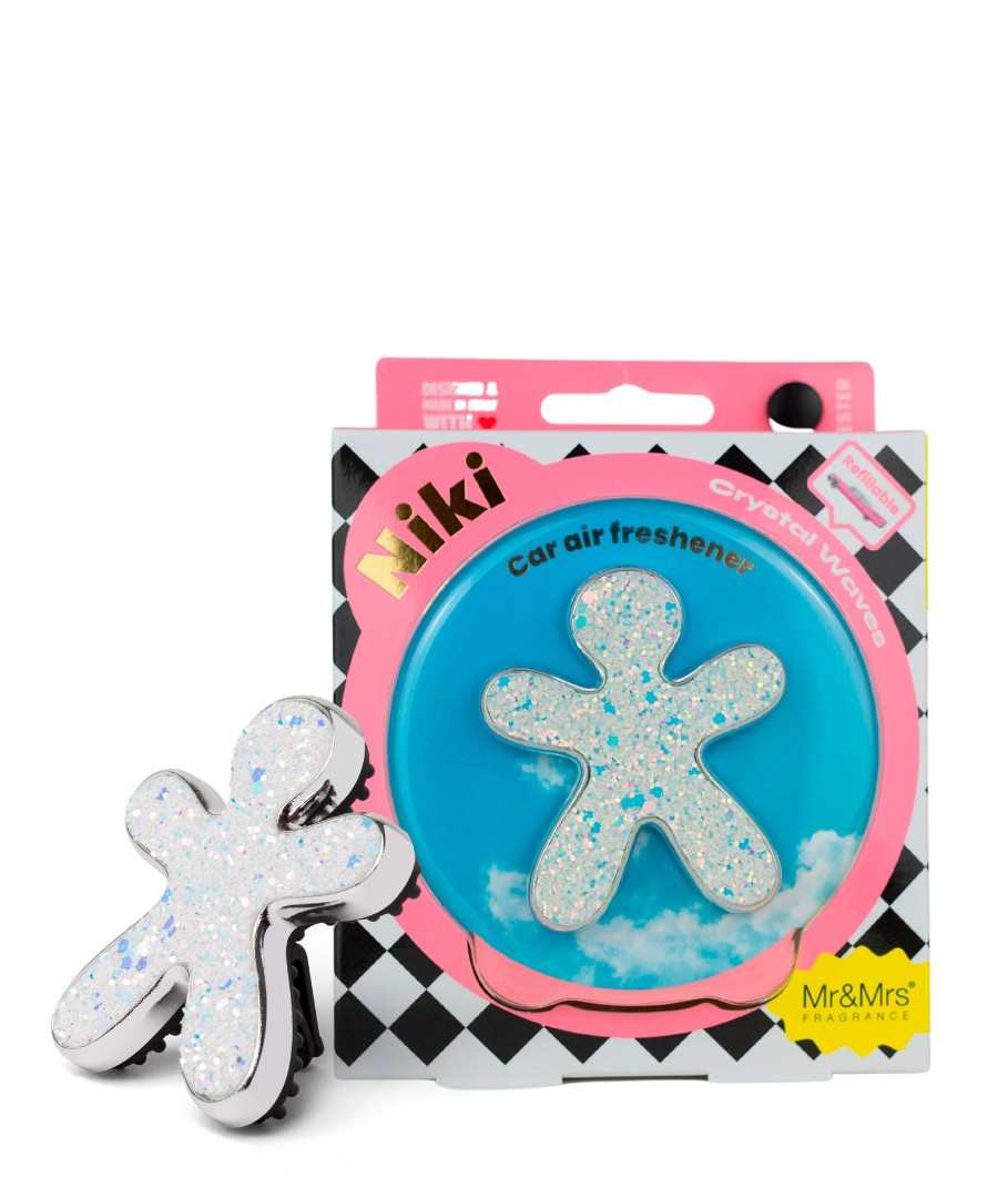 Дизайнерский ароматизатор для автомобиля NIKI FASHION CRYSTAL WAVES | КРИСТАЛЬНЫЕ ВОЛНЫ белые пайетки