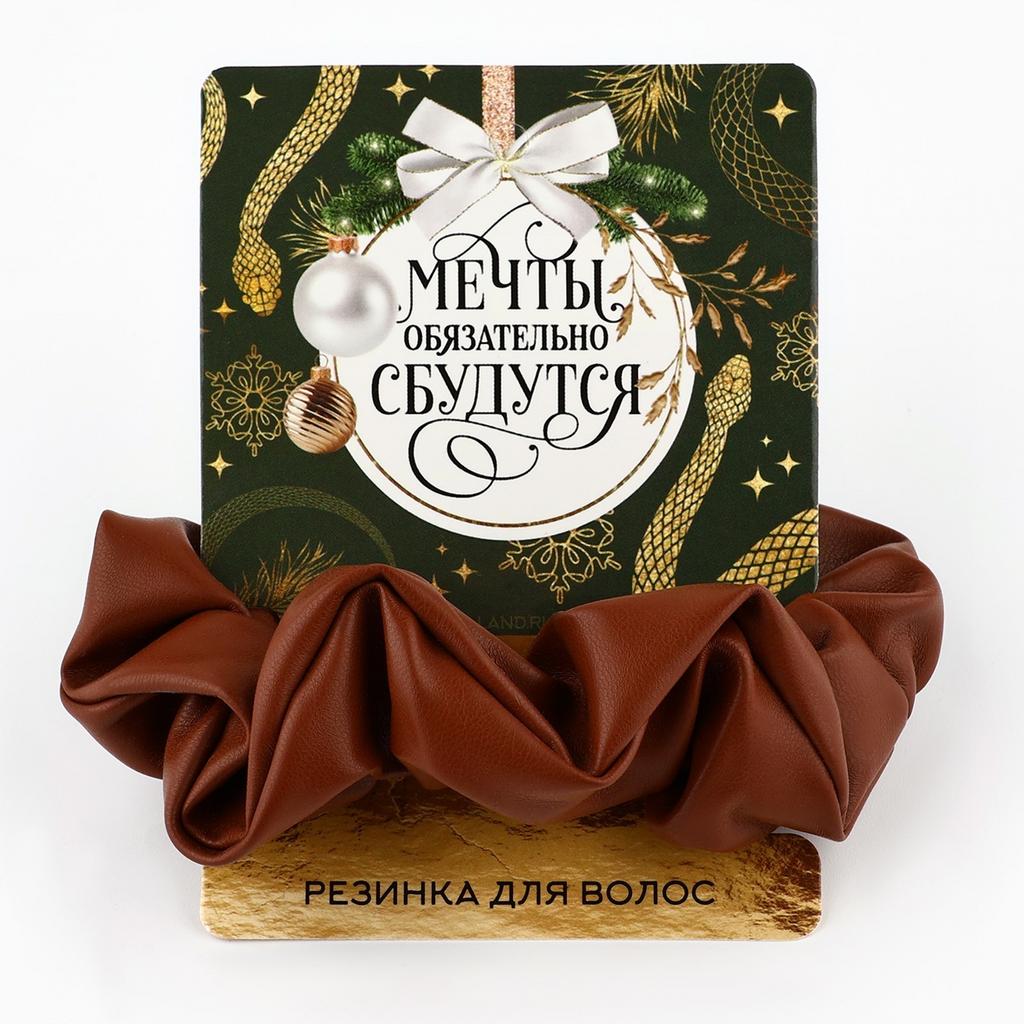 Резинка для волос «Мечты сбудутся» , коричневая, диам, 10 см