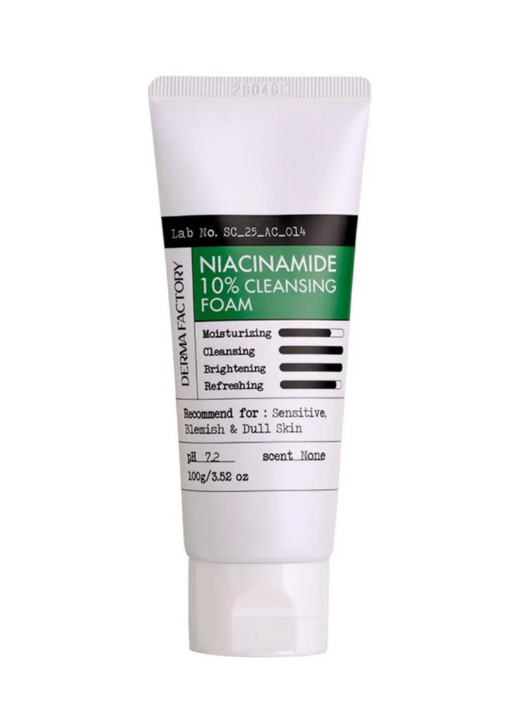 Derma Factory Мягкая пенка для умывания с 10% ниацинамидом Niacinamide 10% Cleansing Foam 100 мл.