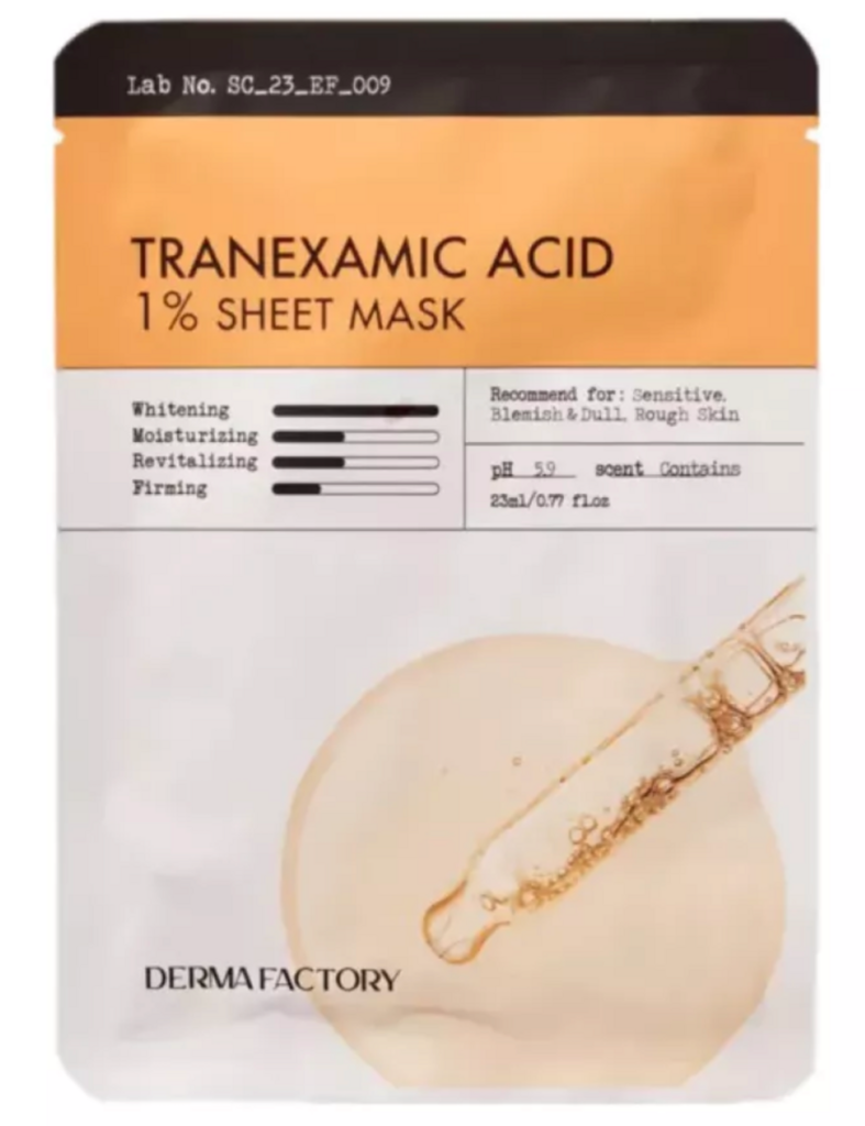 Derma Factory Тканевая маска против пигментации и пост-акне с транексамовой кислотой, Tranexamic Acid 1% Sheet Mask