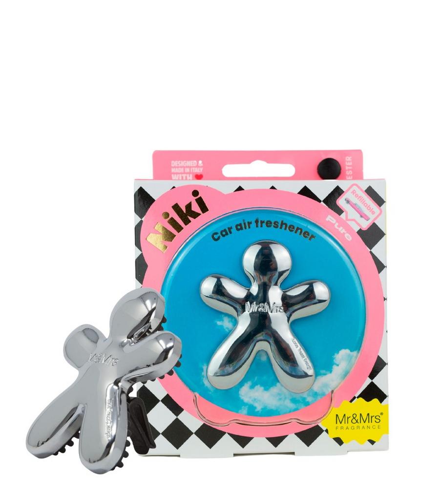 Дизайнерский ароматизатор для автомобиля NIKI PURE | ПРОХЛАДА серебристый металлик