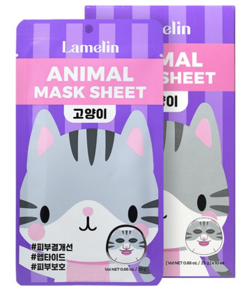 Lamelin Тканевая маска с принтом "Кот", Animal Mask Sheet Cat