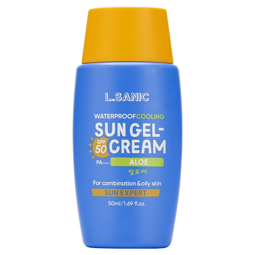Солнцезащитный водостойкий матирующий гель-крем для лица с экстрактом алоэ SPF 50/PA++++ для комбинированной, жирной и проблемной кожи, 50мл, L.Sanic L.Sanic Sun Expert Aloe Waterproof Cooling Sun Gel