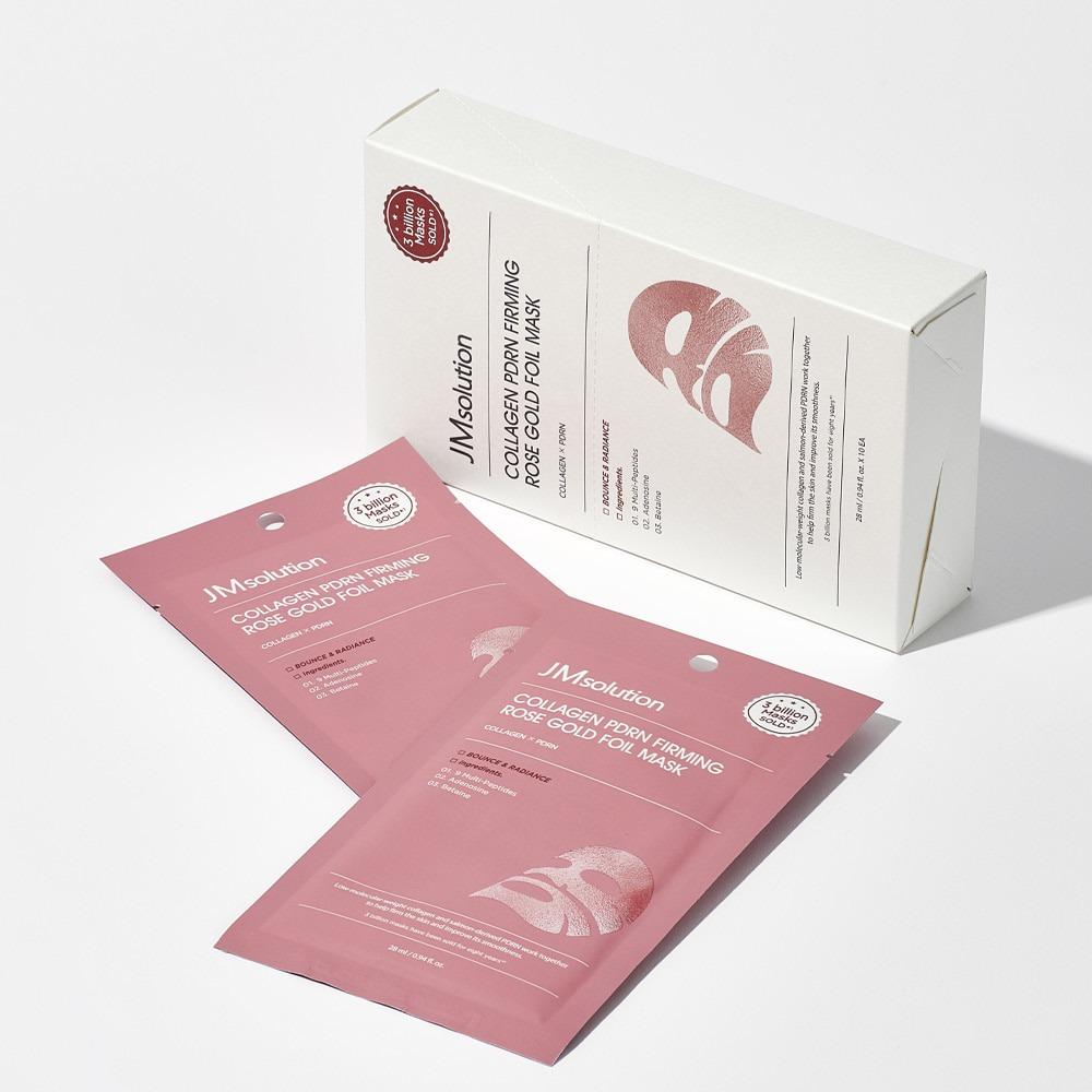 JM SOLUTION COLLAGEN PDRN FIRMING ROSE GOLD FOIL MASK Тканевая маска для лица с экстрактом розы, PDRN
