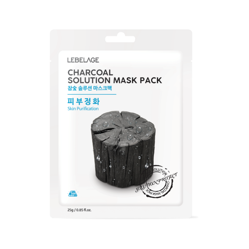 LEBELAGE CHARCOAL SOLUTION MASK PACK Тканевая маска с древесным углем