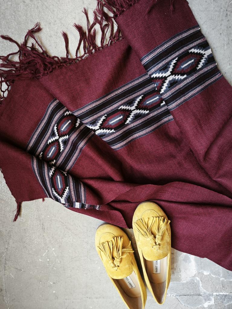 Большой шарф из шерсти мериноса Винный Бордо