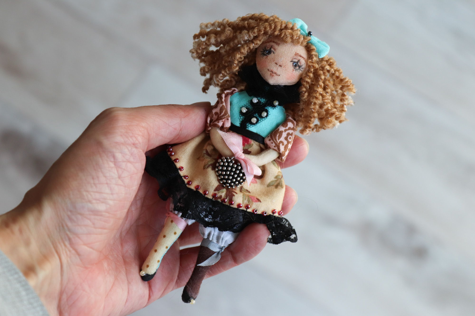 Сердечко. Елочная игрушка. Авторская текстильная кукла