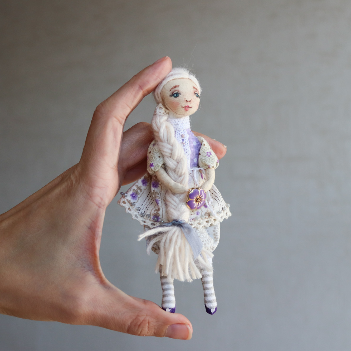Цветочек. Елочная игрушка. Авторская текстильная кукла
