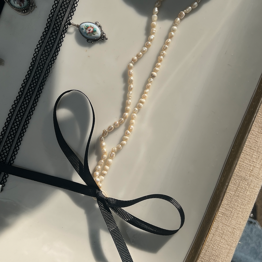 Винтажное колье-чокер из речного жемчуга