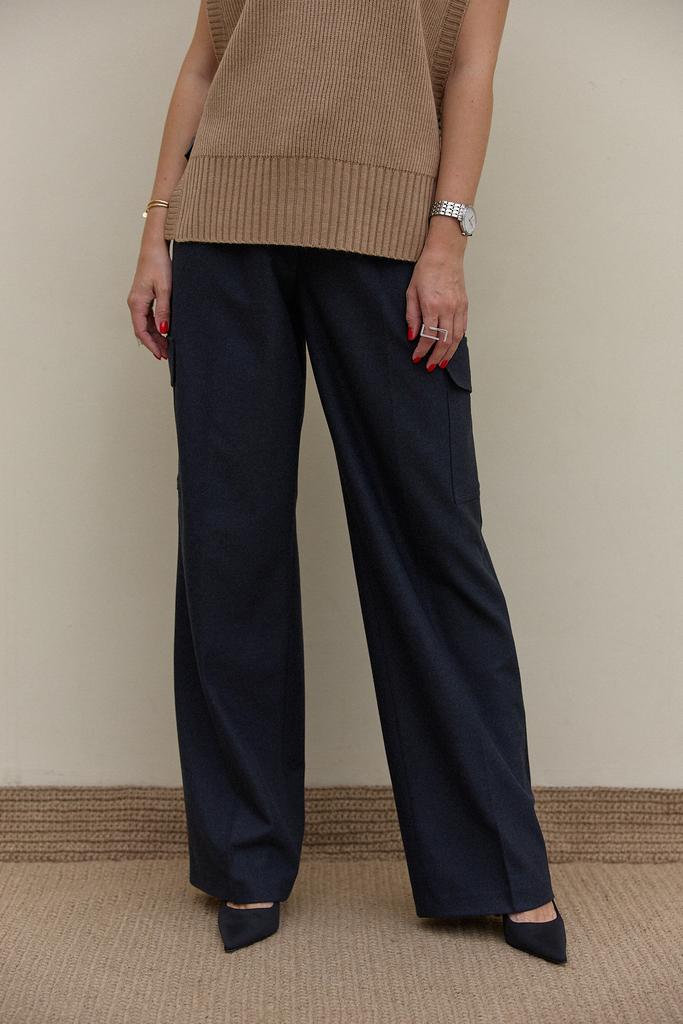 Брюки широкие карго цвет мокрый асфальт