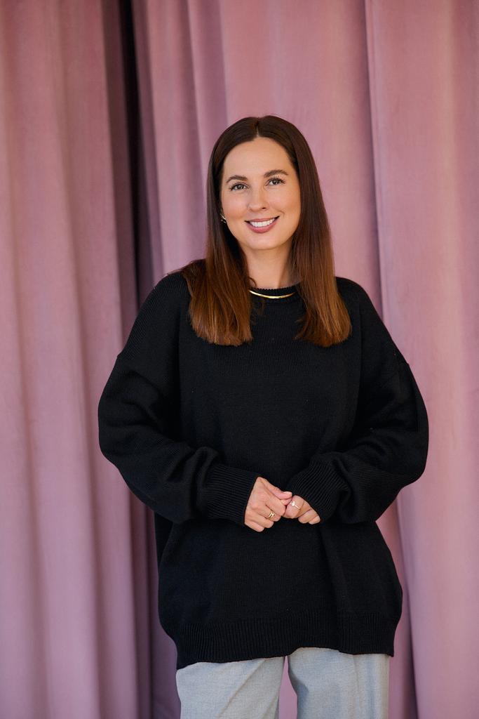 Джемпер из хлопка с круглым вырезом черный