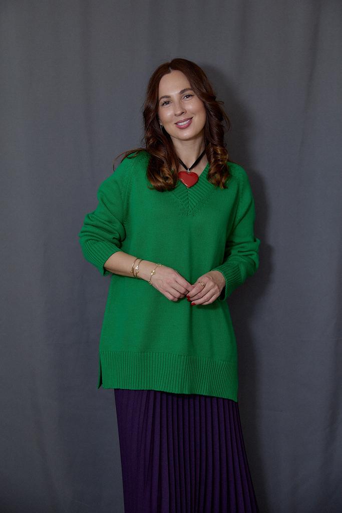 Джемпер из хлопка в зеленом цвете