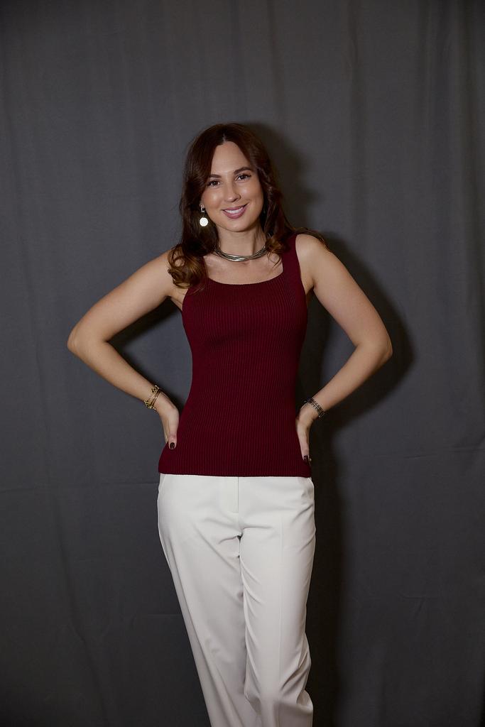 Топ из трикотажа бордовый удлиненный