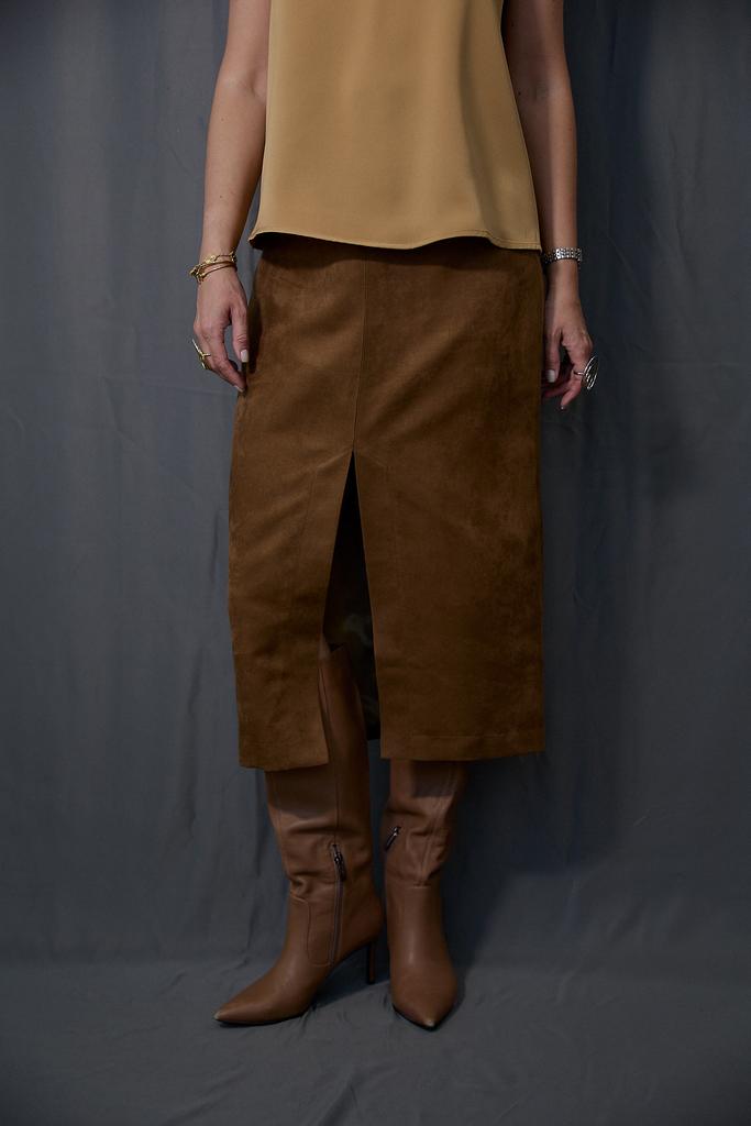 Юбка карамельная из экозамши